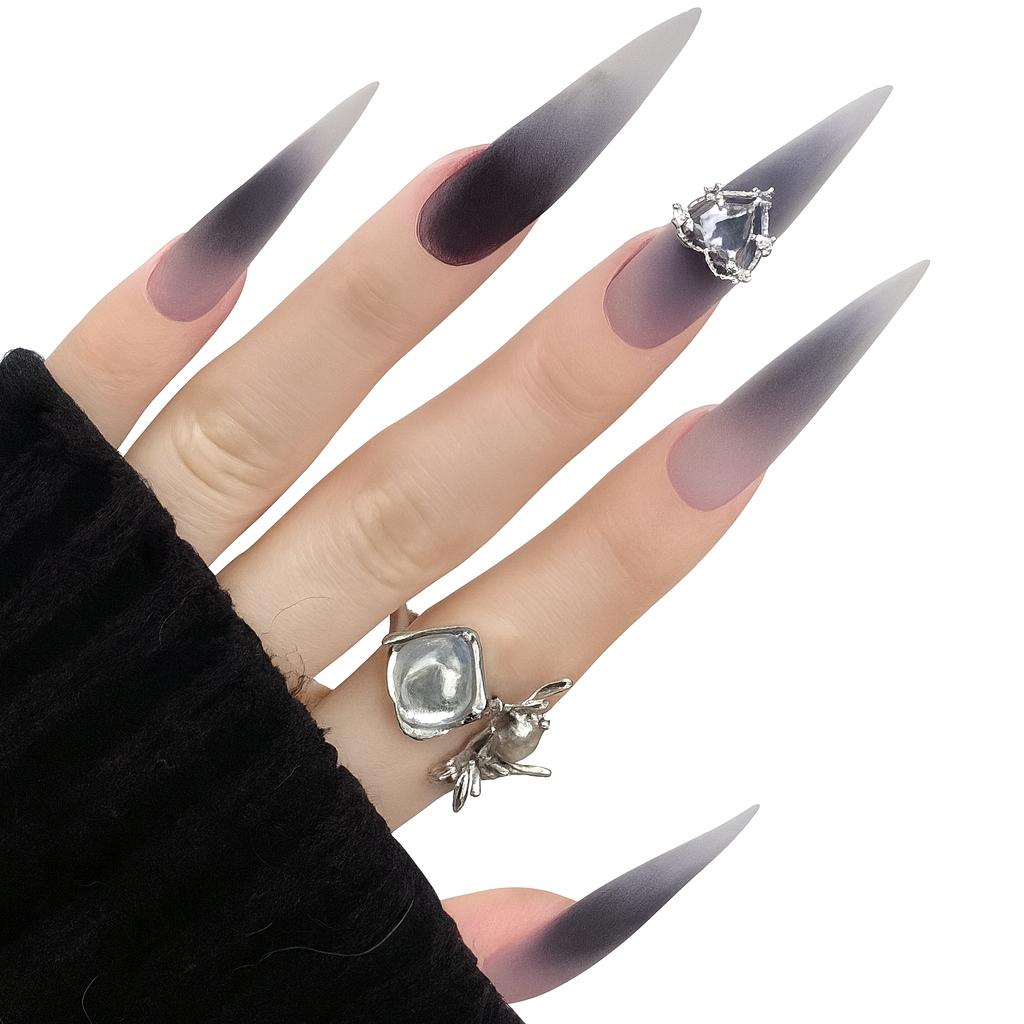 Halloween Press On Nails Set – Long, Dark & Elegant Designs