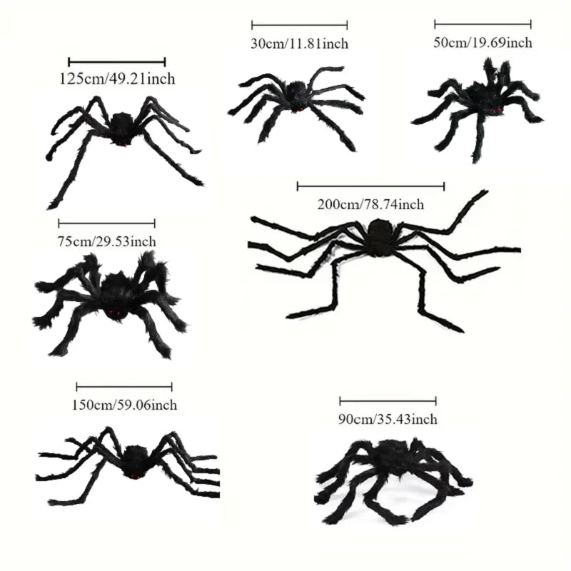 Halloween Big Plush Spider Horror Halloween Decoration Party Prop Outdoor Giant Spider Decor 30-200Cm Chamber Prank