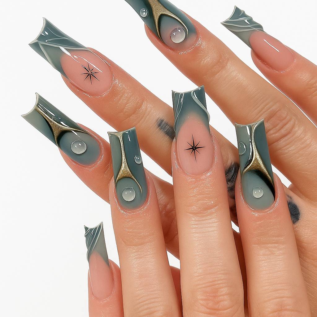 Halloween Press On Nails Set – Long, Dark & Elegant Designs