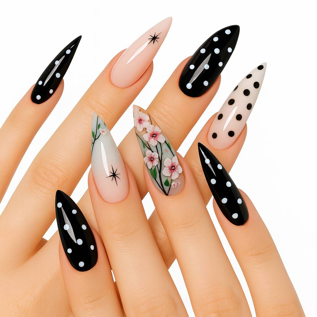 Halloween Press On Nails Set – Long, Dark & Elegant Designs