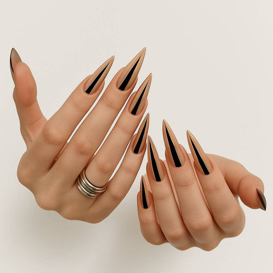 Halloween Press On Nails Set – Long, Dark & Elegant Designs