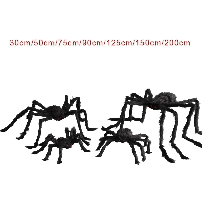 Halloween Big Plush Spider Horror Halloween Decoration Party Prop Outdoor Giant Spider Decor 30-200Cm Chamber Prank