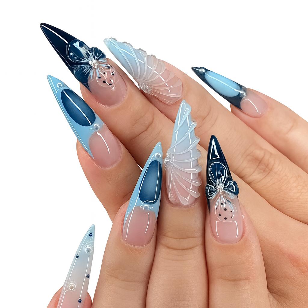 Halloween Press On Nails Set – Long, Dark & Elegant Designs