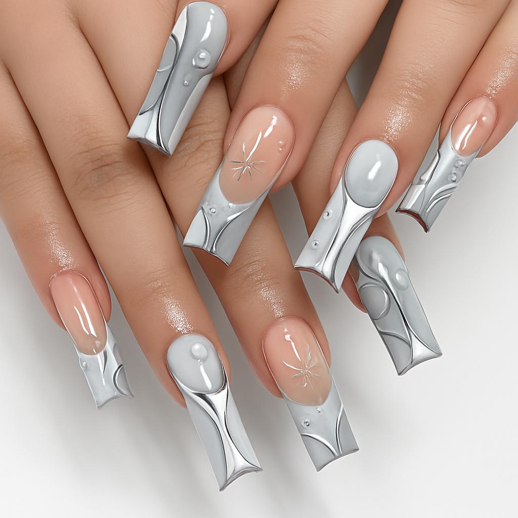 Halloween Press On Nails Set – Long, Dark & Elegant Designs